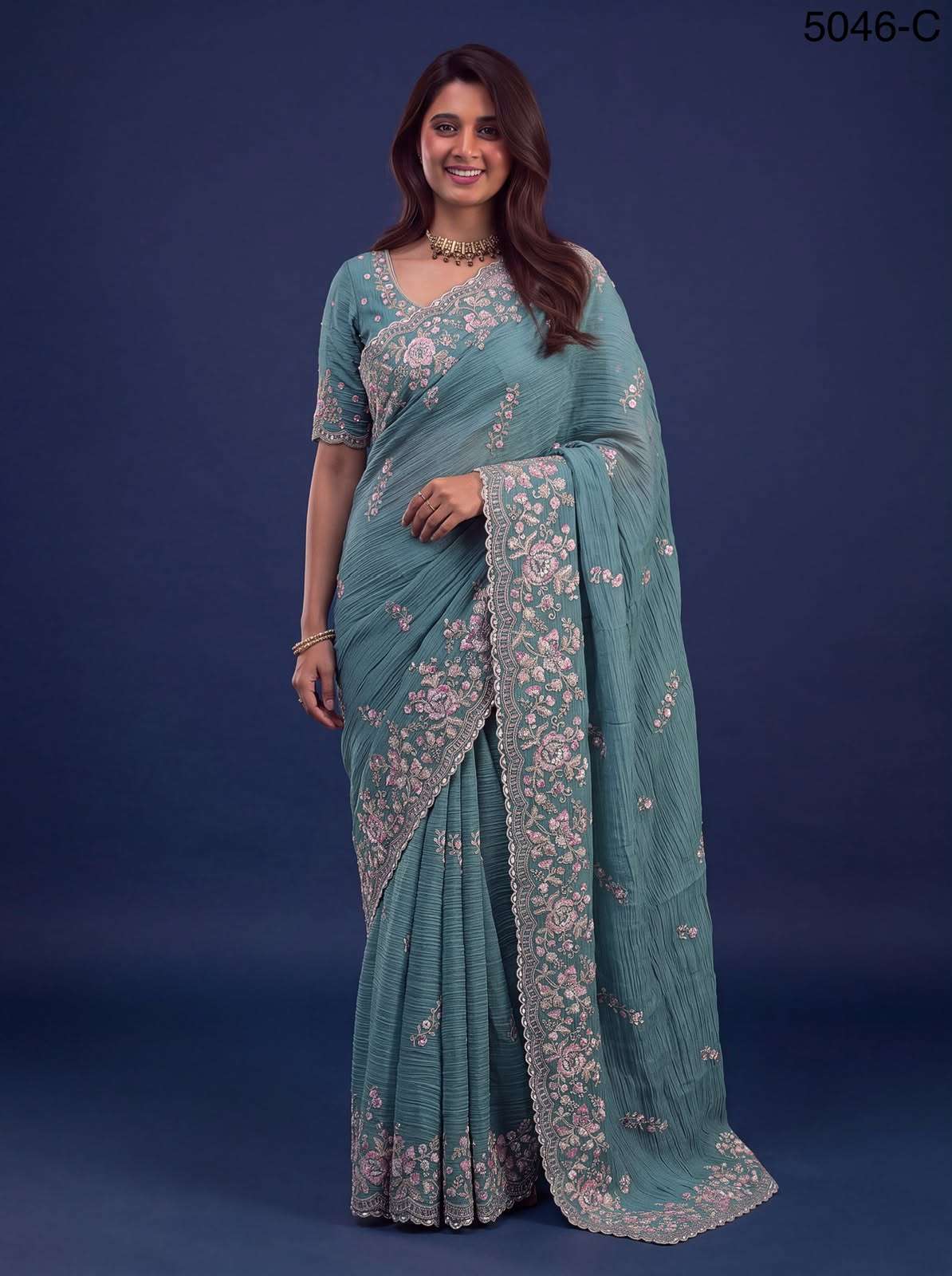  Extraordinary with Beautiful Color made of Premium Pure Bamburg fabric Wedding Saree wholesale in surat 5046